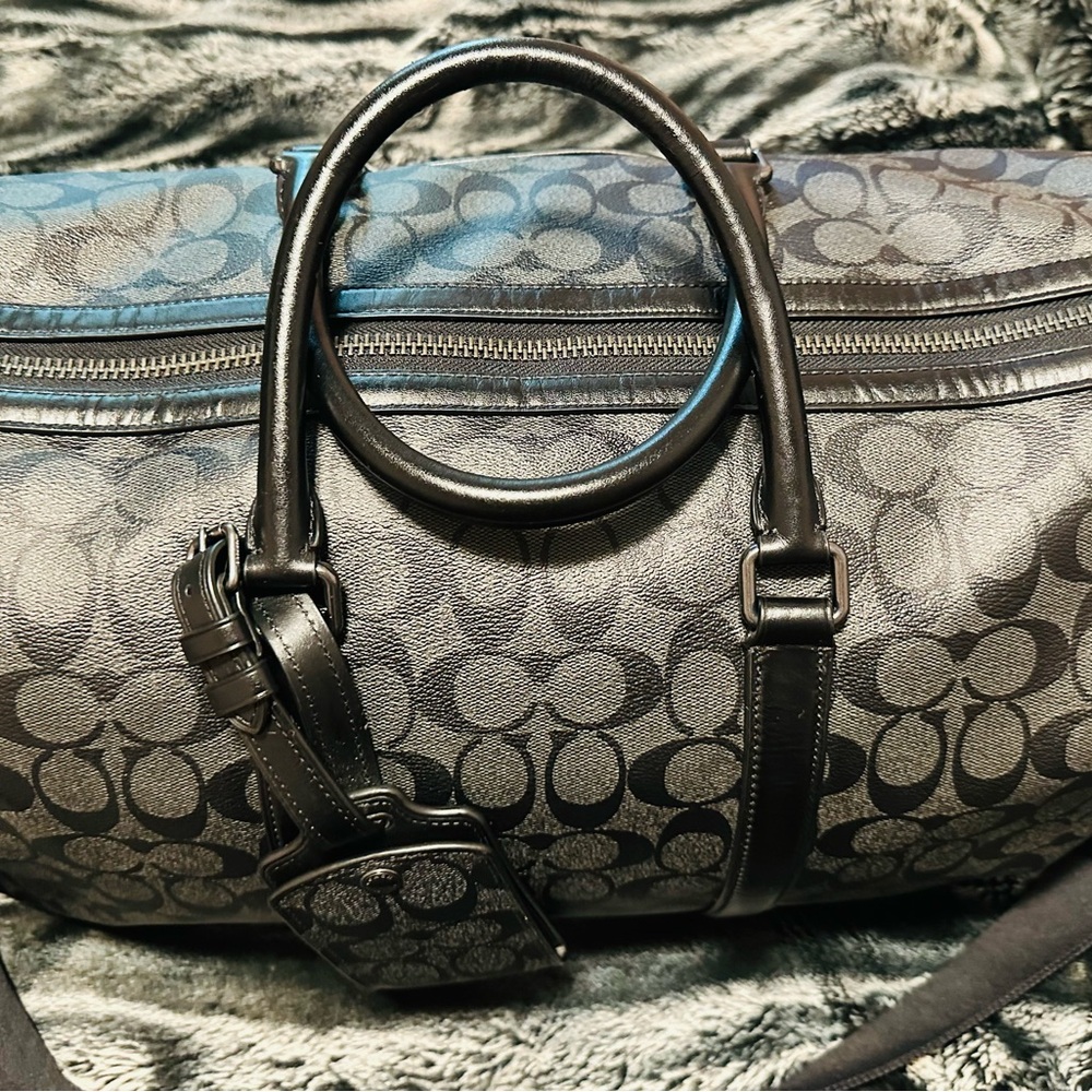 Coach Black and Gray Signature Women's Travel Bag